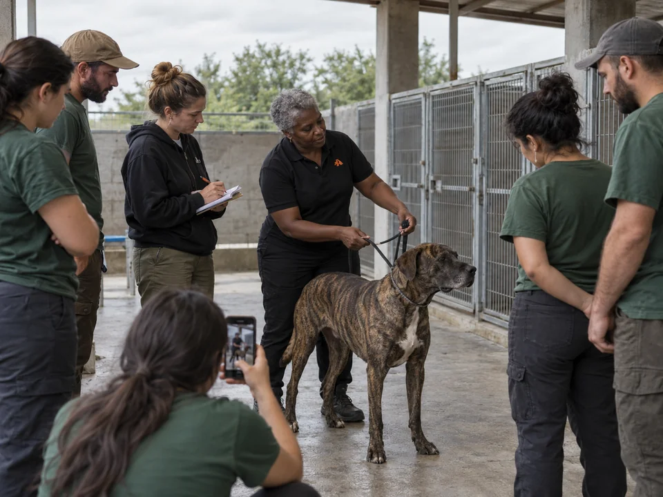 Handler training session with shelter staff